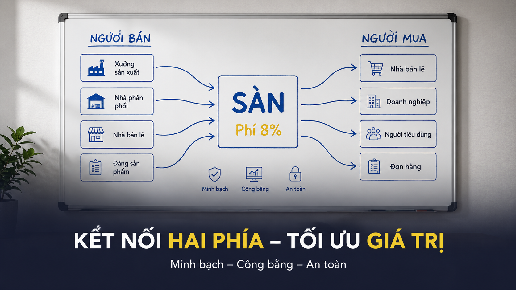Sơ đồ cấu trúc sàn giao dịch hai phía giữa người bán và người mua